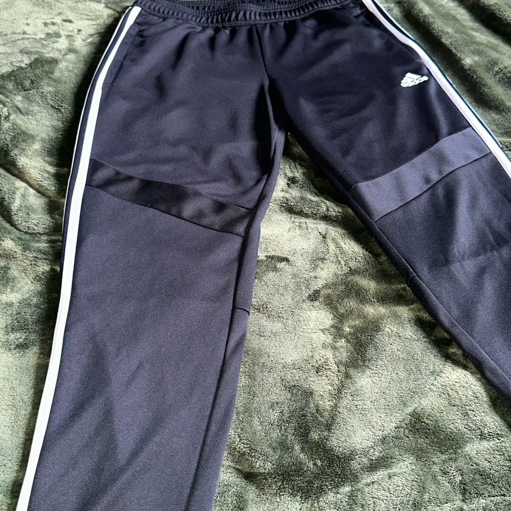 Adidas Black Track Pants with White Stripes